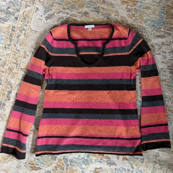 Garnet Hill Cashmere Striped Sweater - Picture 3 of 9
